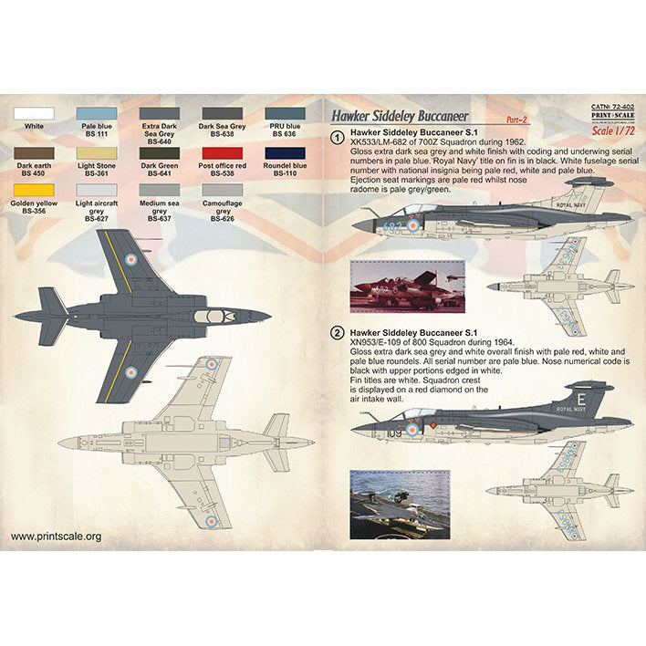 Print Scale 72-402 Decal 1:72 Hawker Siddeley Buccaneer Part 2 The complete set 1.5 leaf