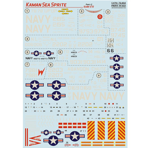 Print Scale 72-404 Decal Kaman Sea Sprite. Part 2 Scale 1:72 for Helicopter Plastic model kit