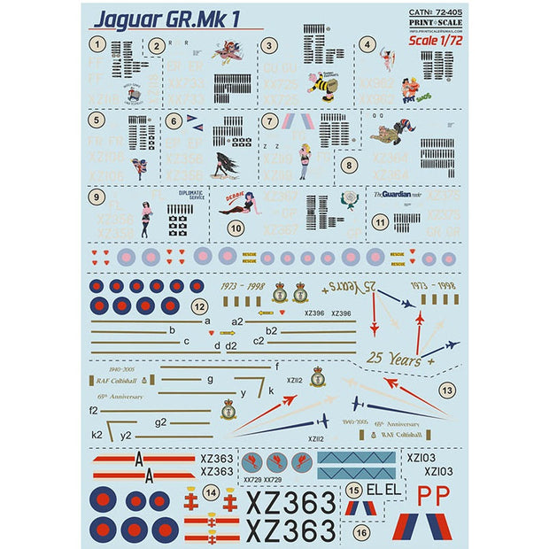 Print Scale 72-405 Decal Jaguar GR.Mk1 Scale 1:72 for Aircraft Plastic model kit