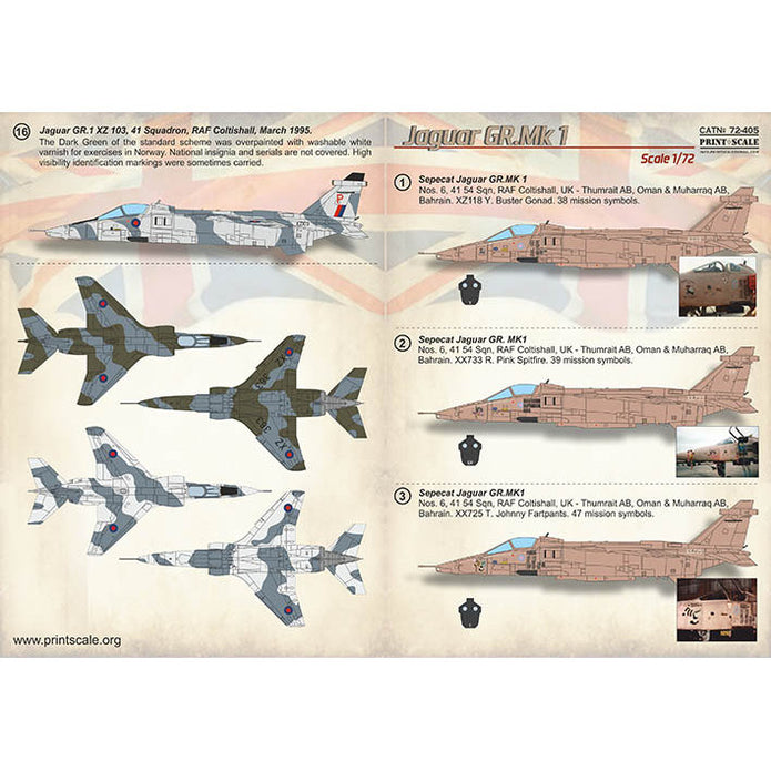Print Scale 72-405 Decal Jaguar GR.Mk1 Scale 1:72 for Aircraft Plastic model kit