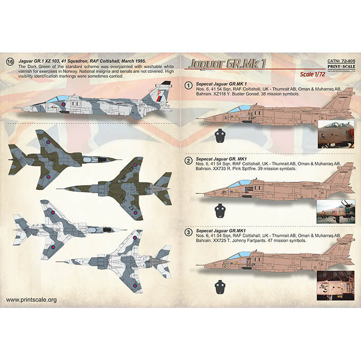 Print Scale 72-405 Decal Jaguar GR.Mk1 Scale 1:72 for Aircraft Plastic model kit