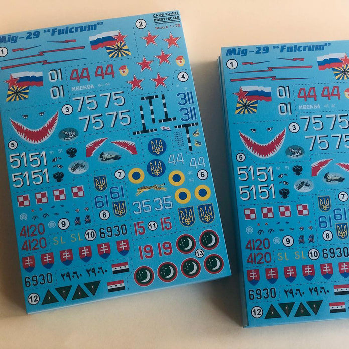 Print Scale 72-407 Decal MiG 29 Fulcrum Scale 1:72 for Aircraft Plastic model kit