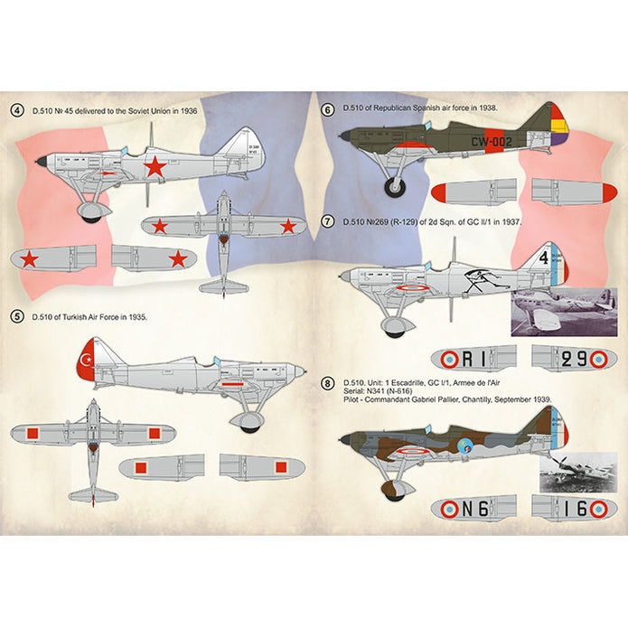 Print Scale 72-409 Decal Dewoitine D.510. Part 2 Scale 1:72 for Aircraft Plastic model kit