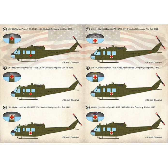 Print Scale 72-410 Decal UH-1 Air Ambulance in Vietnam War Scale 1:72 for Helicopter Plastic model kit