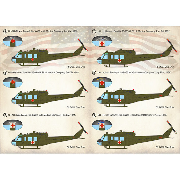 Print Scale 72-410 Decal UH-1 Air Ambulance in Vietnam War Scale 1:72 for Helicopter Plastic model kit