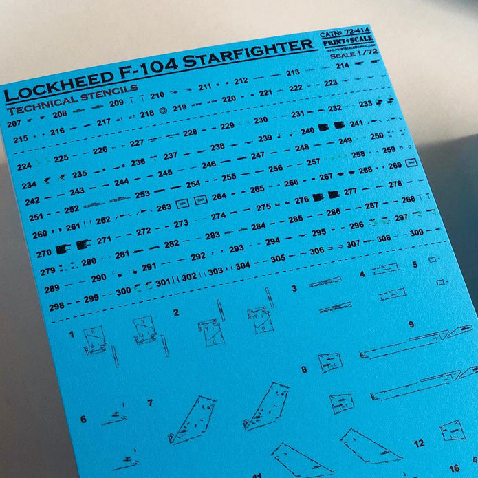 Print Scale 72-414 Decal 1:72 Lockheed F-104 Starfigter technical stencils, The complete set 2 leaf