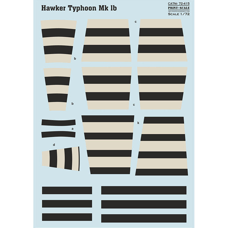 Print Scale 72-415 Decal Hawker Tyhoon Mk.Ib The complete set 2 leaf Scale 1:72 for Aircraft Plastic model kit