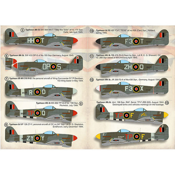 Print Scale 72-415 Decal Hawker Tyhoon Mk.Ib The complete set 2 leaf Scale 1:72 for Aircraft Plastic model kit