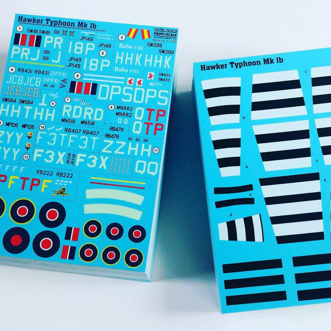 Print Scale 72-415 Decal Hawker Tyhoon Mk.Ib The complete set 2 leaf Scale 1:72 for Aircraft Plastic model kit