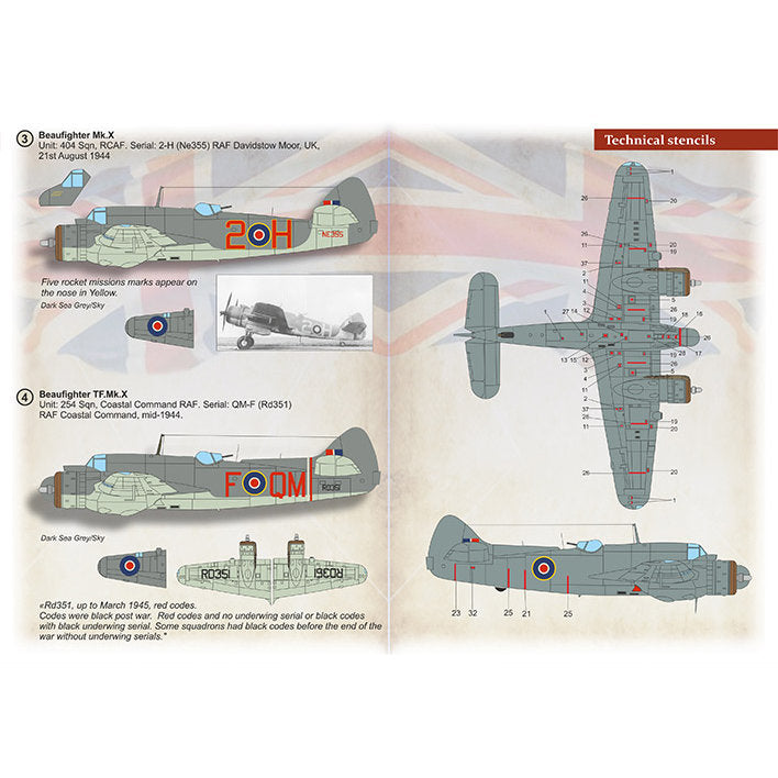 Print Scale 72-416 Decal Bristol Beaufighter Mk.X Part 1 Scale 1:72 for Aircraft Plastic model kit