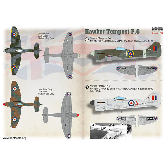 Print Scale 72-417 Decal Hawker Tempest F.6 Scale 1:72 for Aircraft Plastic model kit