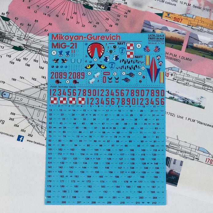 Print Scale 72-419 Decal MiG-21 Polish Air Force Scale 1:72 for Aircraft Plastic model kit