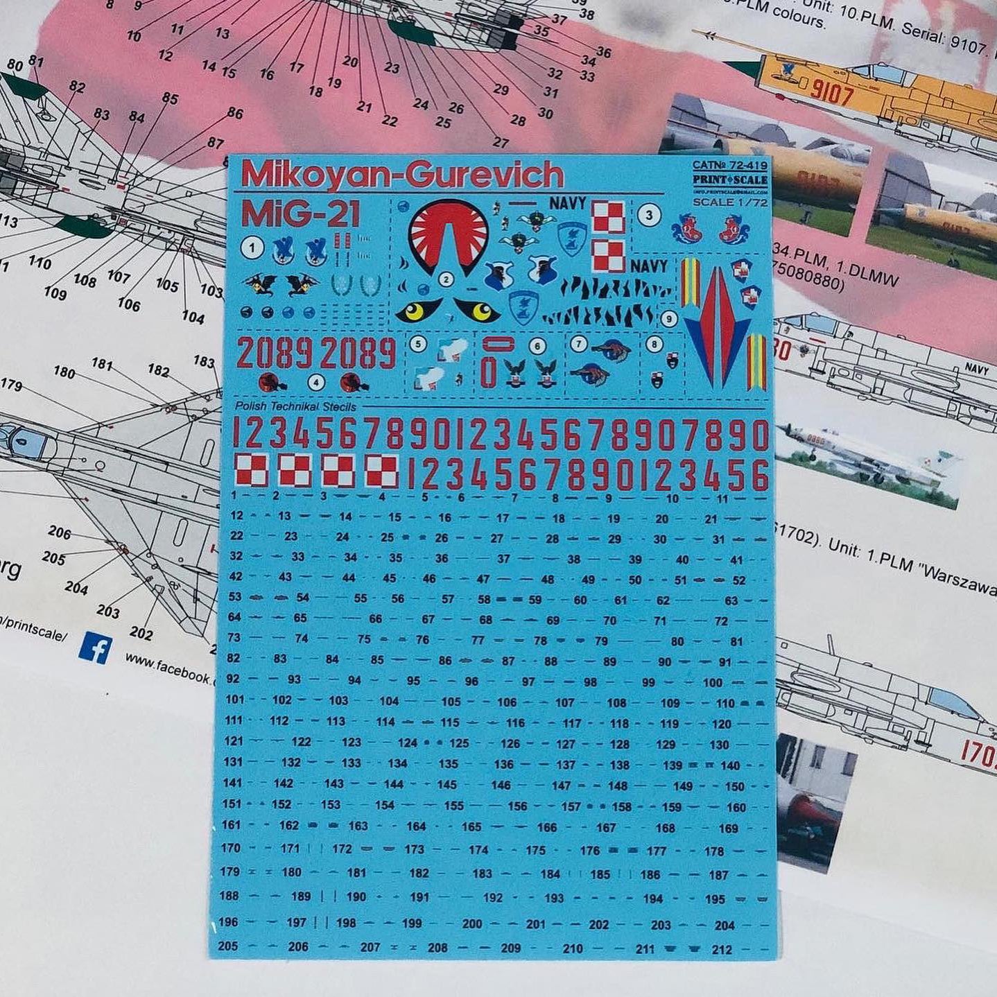 Print Scale 72-419 Decal MiG-21 Polish Air Force Scale 1:72 for Aircraft Plastic model kit