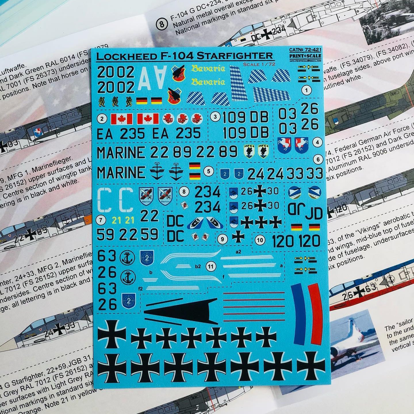 Print Scale 72-421 Decal Lockheed F-104 Starfigter Scale 1:72 for Aircraft Plastic model kit