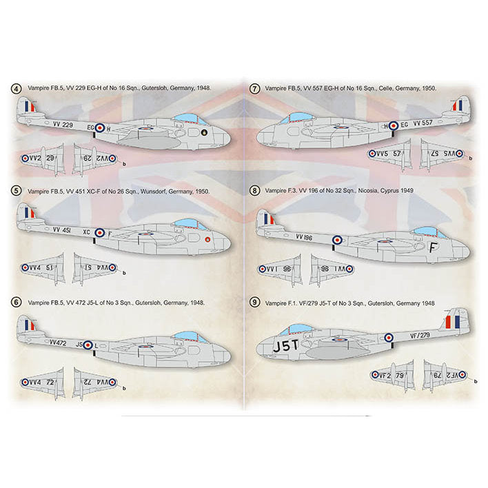 Print Scale 72-422 Decal De Havilland FB Vampire Scale 1:72 for Aircraft Plastic model kit