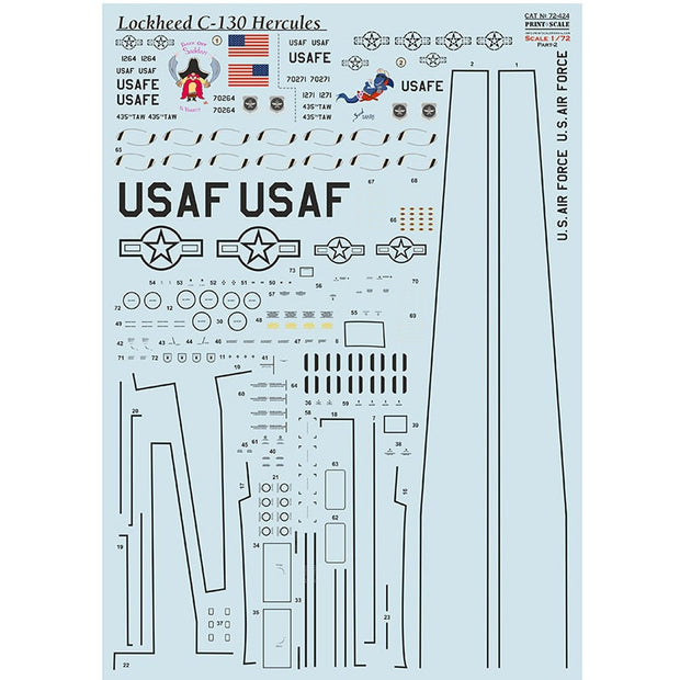 Print Scale 72-424 Decal Lockheed C-130 Hercules. Part 2 Scale 1:72 for Aircraft Plastic model kit