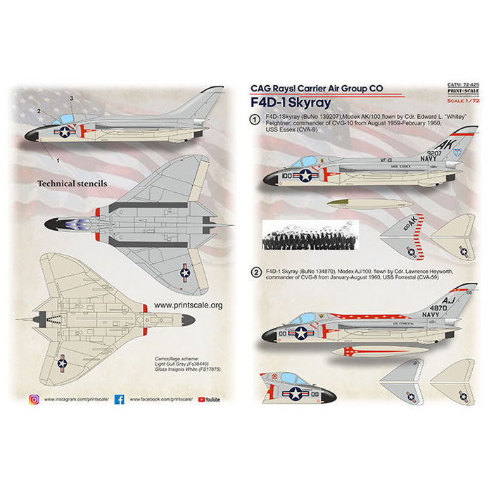 Print Scale 72-425 Decal F4D-1 Skyray Scale 1:72 for Aircraft Plastic model kit