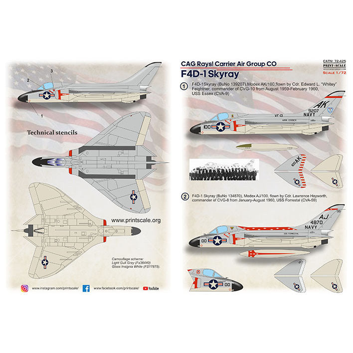 Print Scale 72-425 Decal F4D-1 Skyray Scale 1:72 for Aircraft Plastic model kit