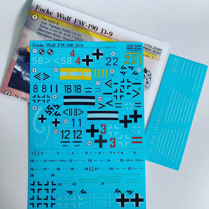 Print Scale 72-429 Decal FW-190 D-9 Part 1  Scale 1:72 for Aircraft Plastic model kit