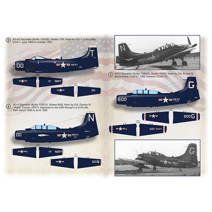 Print Scale 72-432 Decal 1:72 Blue CAG SPADS. Carrier Air Group CO AD Skyraiders