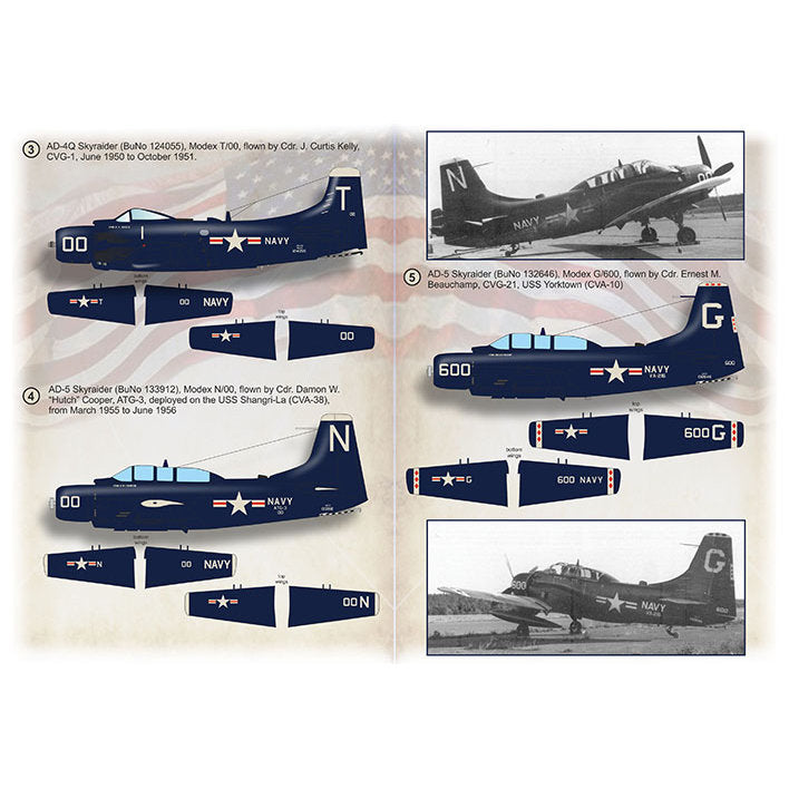 Print Scale 72-432 Decal 1:72 Blue CAG SPADS. Carrier Air Group CO AD Skyraiders