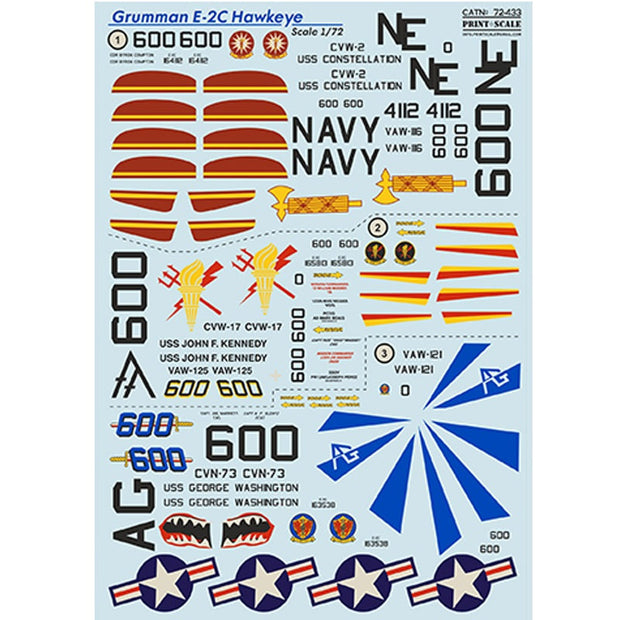 Print Scale 72-433 Decal 1:72 Grumman E-2C Hawkeye Part 2 The complete set 1.5 leaf