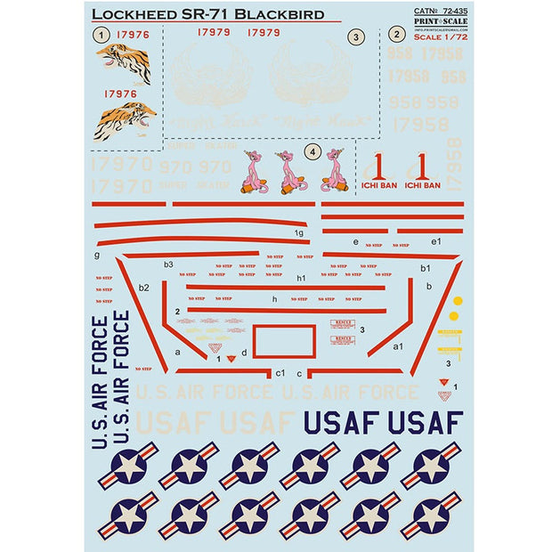 Print Scale 72-435 Decal Lockheed SR-71 Part 1 The complete set 1.5 leaf Scale 1:72 for Aircraft Plastic model kit