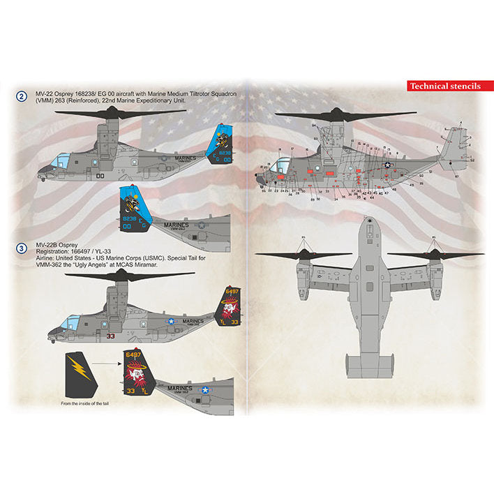Print Scale 72-439 Decal MV-22B Osprey Part-2  Scale 1:72 for Helicopter Plastic model kit