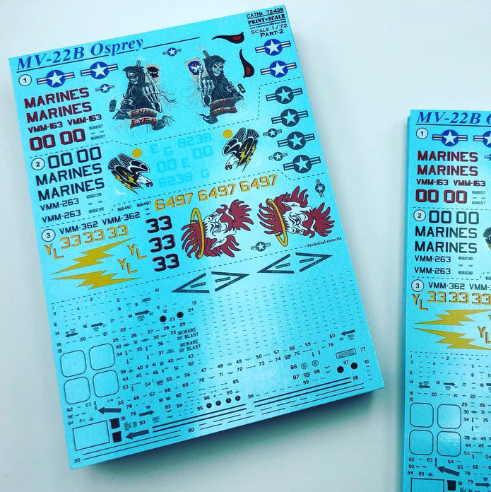 Print Scale 72-439 Decal MV-22B Osprey Part-2  Scale 1:72 for Helicopter Plastic model kit