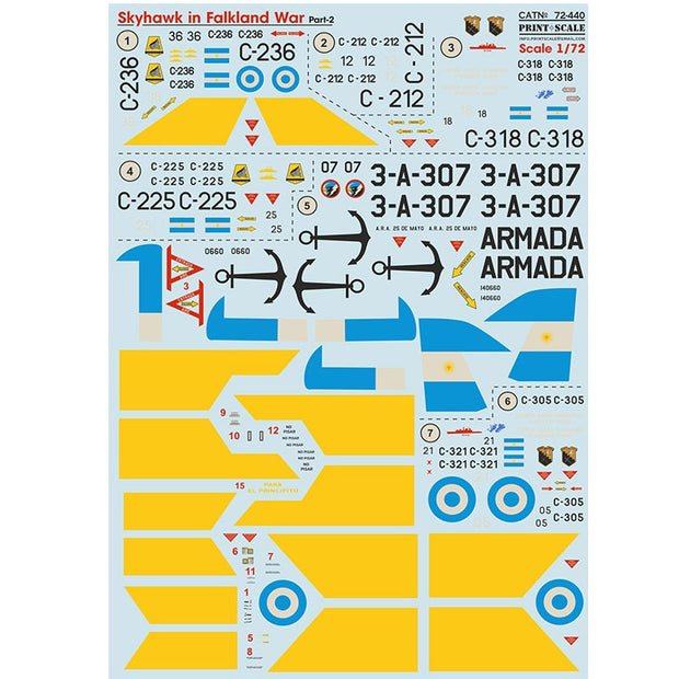 Print Scale 72-440 Decal 1:72 Skyhawk in Falkland War Part 2 The complete set 1.5 leaf
