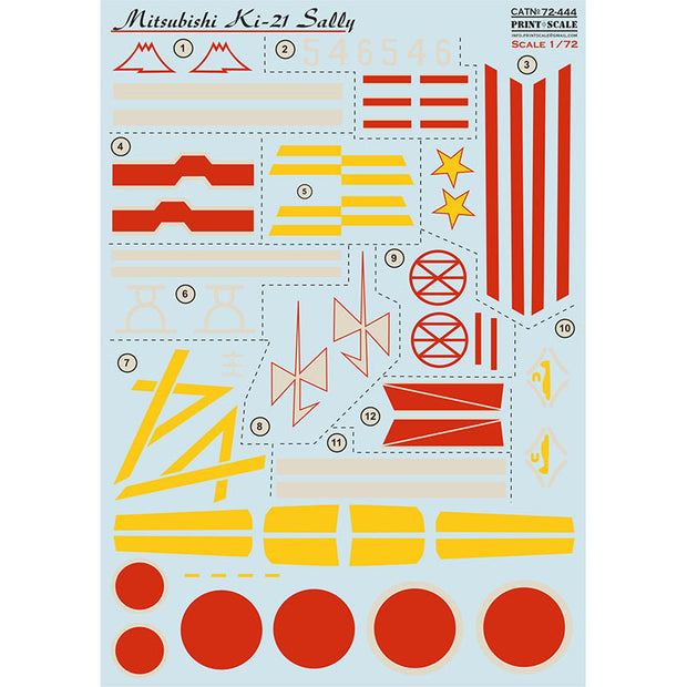 Print Scale 72-444 Decal Mitsubishi Ki-21 Scale 1:72 for Aircraft Plastic model kit