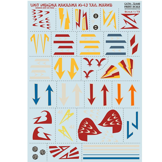 Print Scale 72-446 Decal Unit Insignia Nakajima Ki-43 Tail marks  Scale 1:72 for Aircraft Plastic model kit