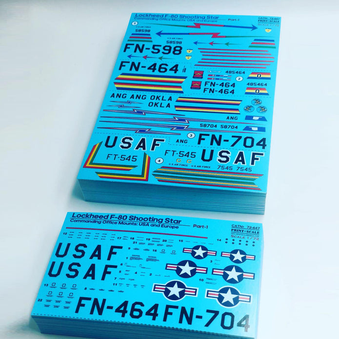 Print Scale 72-447 Decal 1:72 Lockheed F-80. USA & Europe Part 1 The complete set 1.5 leaf