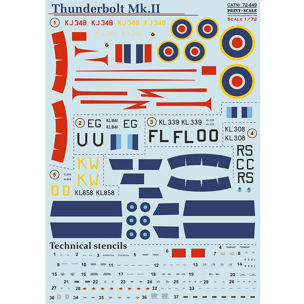 Print Scale 72-449 Decal Thunderbolt Mk.II Scale 1:72 for Aircraft Plastic model kit