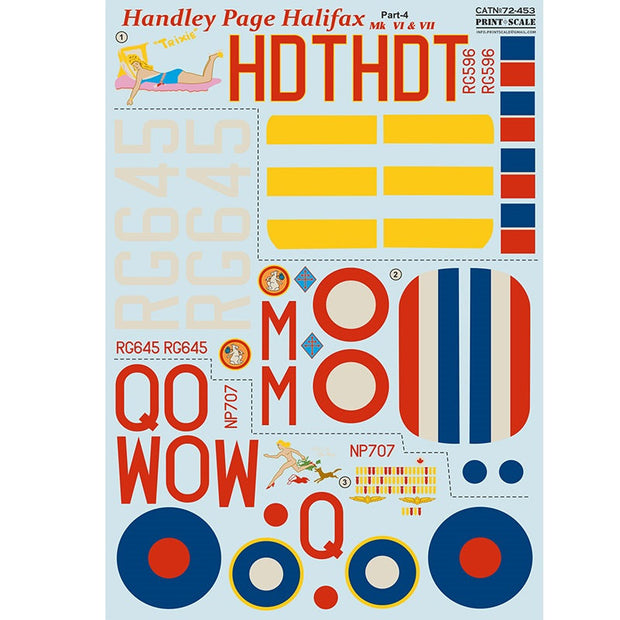 Print Scale 72-453 Decal Handley Page Halifax Part 4 Scale 1:72 for Aircraft Plastic model kit