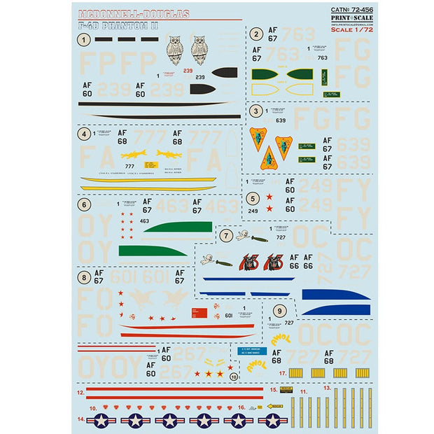 Print Scale 72-456 Decal McDonnel Douglas F-4D Phantom II  Scale 1:72 for Aircraft Plastic model kit