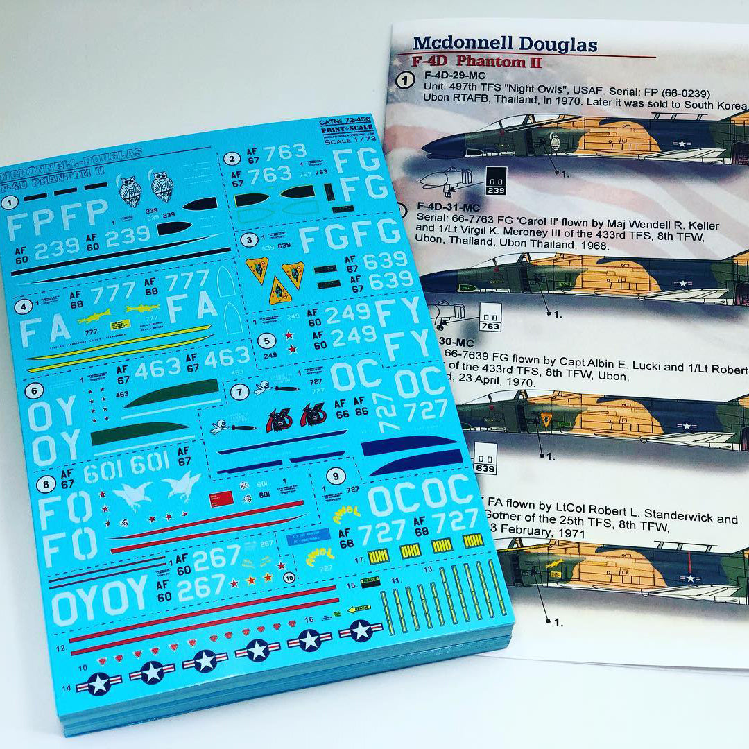 Print Scale 72-456 Decal McDonnel Douglas F-4D Phantom II  Scale 1:72 for Aircraft Plastic model kit