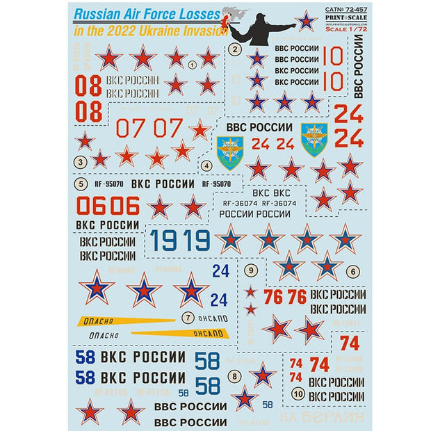 Print Scale 72-457 Decal Russian Air Force Losses in the 2022 Ukraine Invasion Scale 1:72