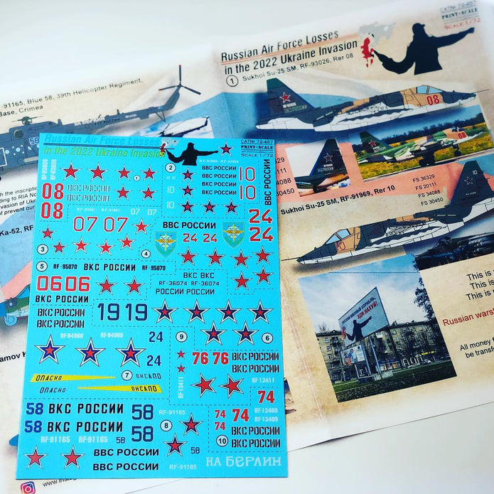 Print Scale 72-457 Decal Russian Air Force Losses in the 2022 Ukraine Invasion Scale 1:72