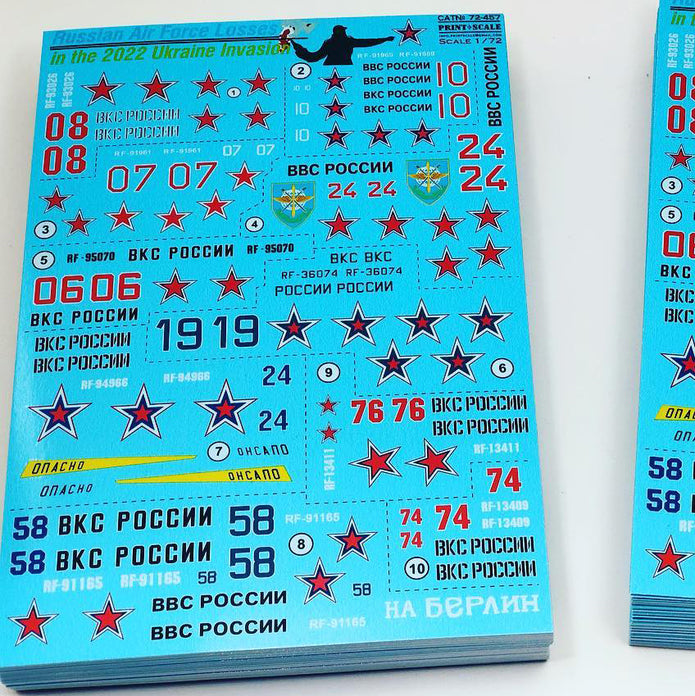 Print Scale 72-457 Decal Russian Air Force Losses in the 2022 Ukraine Invasion Scale 1:72