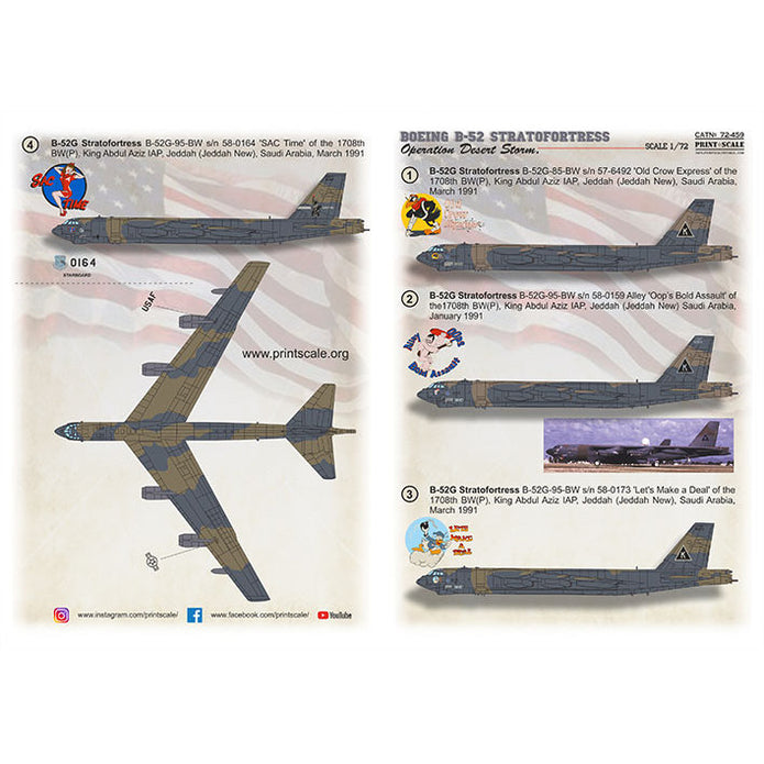 Print Scale 72-459 Decal B-52 Stratofortress. Operation Desert Storm Scale 1:72 for Aircraft Plastic model kit
