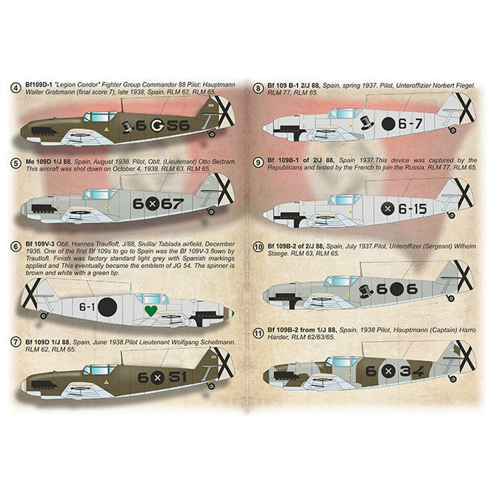 Print Scale 72-460 Decal Messerschmitt Bf 109. Spanish War Scale 1:72 for Aircraft Plastic model kit