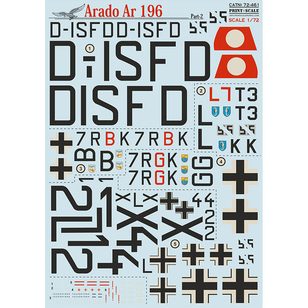 Print Scale 72-461 Decal Arado Ar 196 Scale 1:72 for Aircraft Plastic model kit