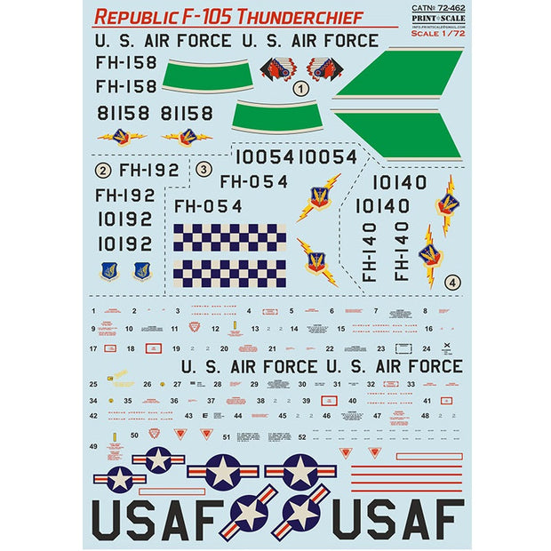 Print Scale 72-462 Decal Republic F-105 Thunderchief Part 3 Scale 1:72 for Aircraft Plastic model kit