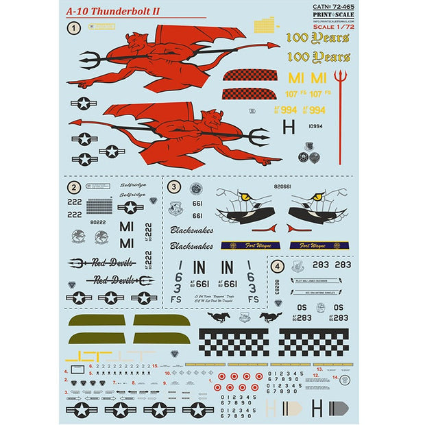 Print Scale 72-465 Decal A-10 Thunderbolt II Part 3 Scale 1:72 for Aircraft Plastic model kit