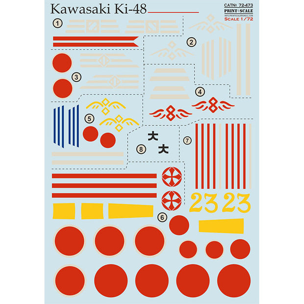 Print Scale 72-473 Decal Kawasaki Ki-48 Scale 1:72 for Aircraft Plastic model kit