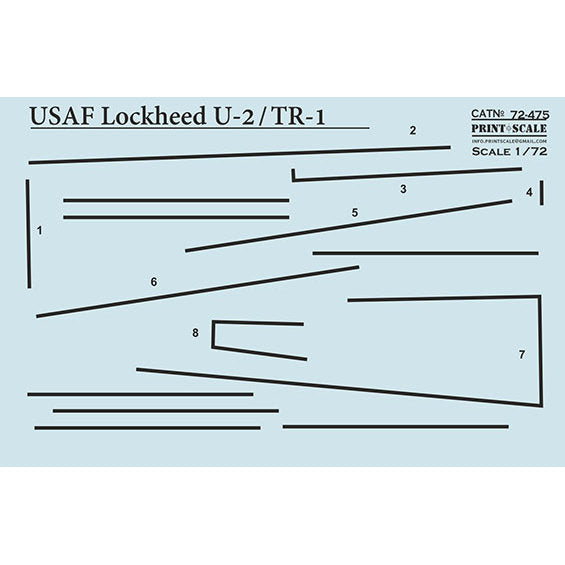 Print Scale 72-475 Decal Lockheed U-2/TR-1 The complete set 1.5 leaf  Scale 1:72 for Aircraft Plastic model kit