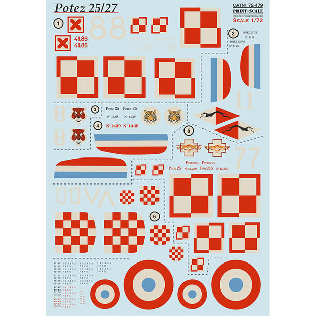 Print Scale 72-479 Decal Potez 25/27  Scale 1:72 for Aircraft Plastic model kit