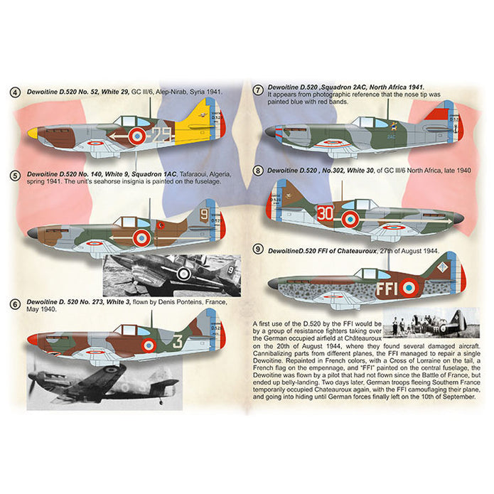 Print Scale 72-481 Decal Dewoitine D.520 Part 2 Scale 1:72 for Aircraft Plastic model kit