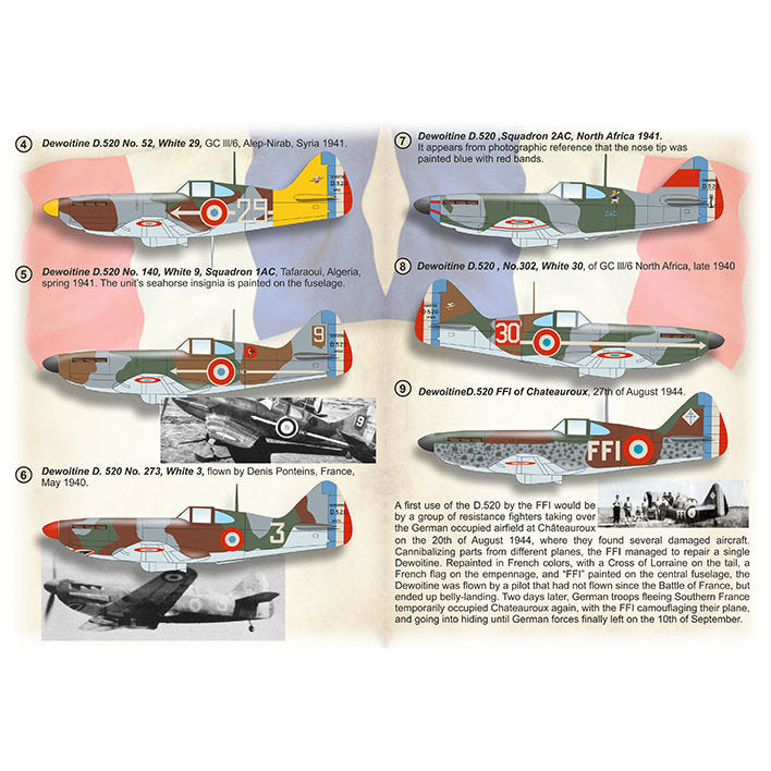 Print Scale 72-481 Decal Dewoitine D.520 Part 2 Scale 1:72 for Aircraft Plastic model kit